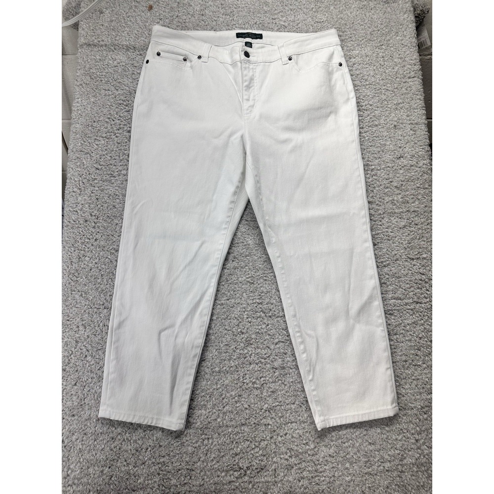Lauren Ralph Lauren Jeans Classic Straight Crop 14W White Designer Luxury